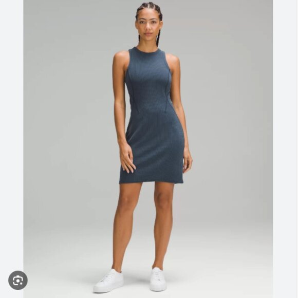 Lululemon Ribbed Softstreme Slim-Fit Tank Dress Athleisure Workout Gorpcore 6 - Picture 1 of 6